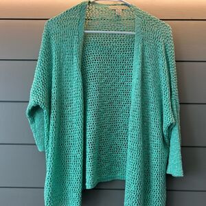 Love By Design Pastel Green Open-Front Cardigan Sweater, Size S.